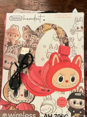 Labubu Red Bunny Stereo Headset